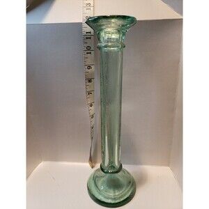 11.5 Inch Green Glass Taper Candle Holder